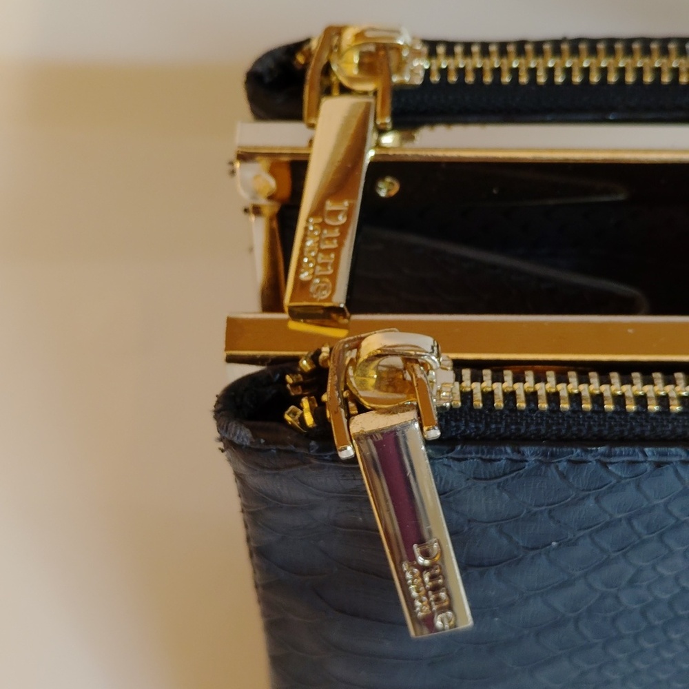 Dune London Black Satin Cosmetic Bag with Gold Accents - Picture 13 of 14